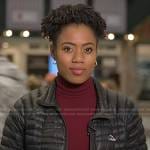 Priscilla Thompson’s black down jacket on NBC News Daily