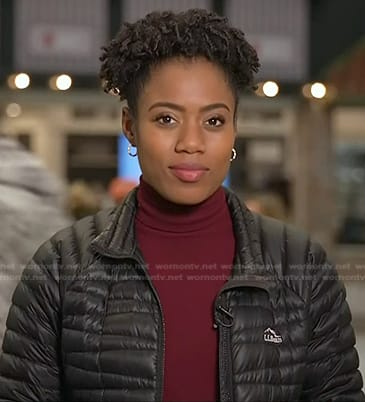 Priscilla Thompson's black down jacket on NBC News Daily