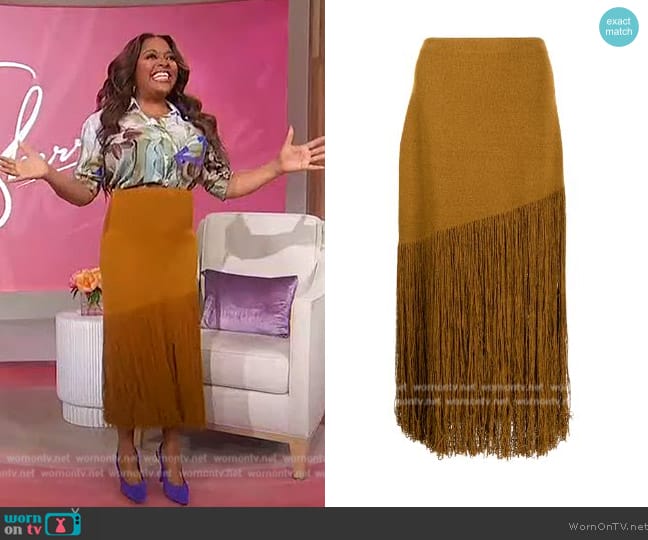 Proenza Schouler Fringed knitted skirt worn by Sherri Shepherd on Sherri