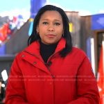 Rachel’s red down coat on Good Morning America