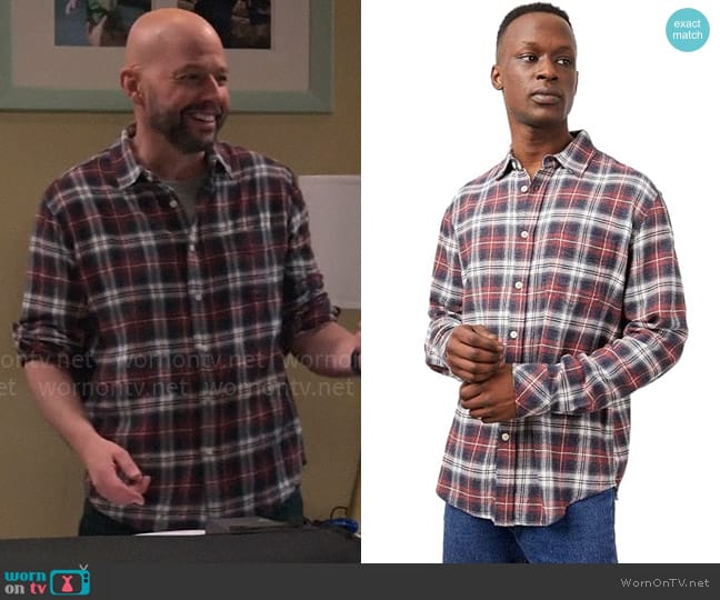 Rails Lennox Shirt in Red Shadow Melange worn by Jim Kearney (Jon Cryer) on Extended Family