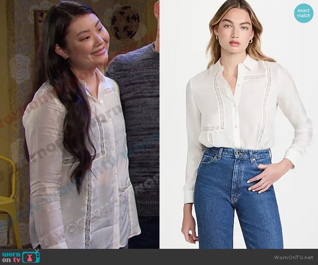 Rails Mona Shirt worn by Wendy Shin (Victoria Grace) on Days of our Lives