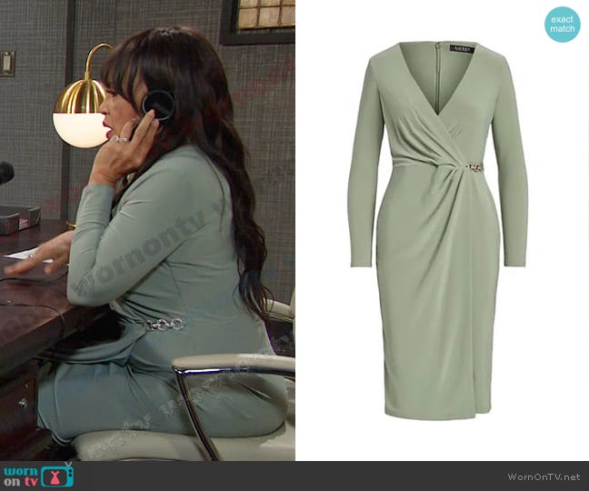 Lauren Ralph Lauren Matte Jersey Surplice Dress worn by Paulina Price (Jackée Harry) on Days of our Lives