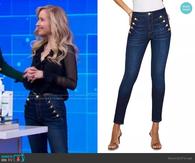 Ramy Brook Helena High Rise Skinny Jeans in Dark Rinse worn by Dr. Whitney Bowe on Good Morning America