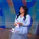 Reena’s blue pleated midi dress on Good Morning America