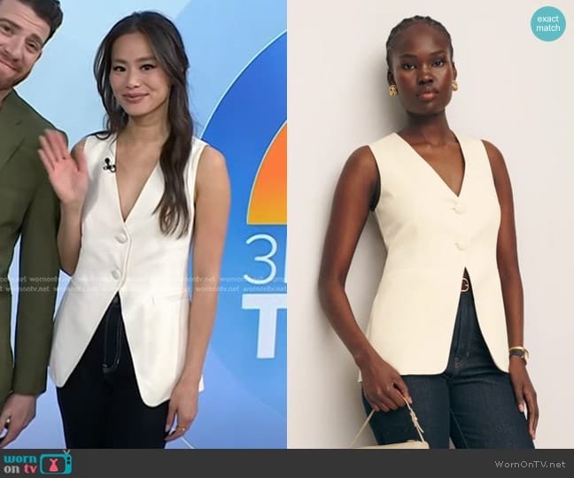 Reformation Casey Vest in Sugar worn by Jamie Chung on Today