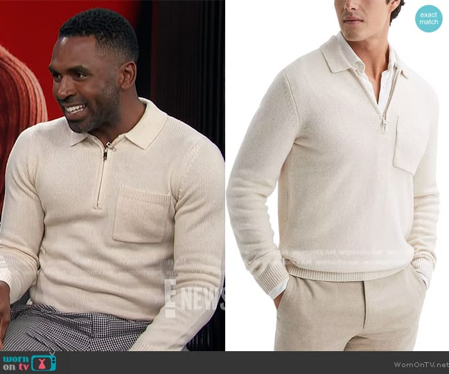 Reiss Fleetwood Half Zip Sweater worn by Justin Sylvester on E! News