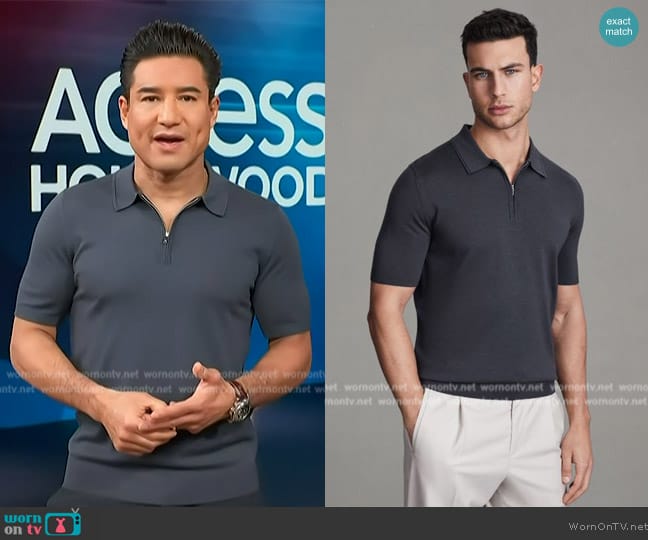 Reiss Maxwell Merino Polo worn by Mario Lopez on Access Hollywood