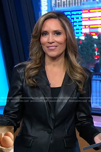 Rhiannon’s black leather blazer on Good Morning America