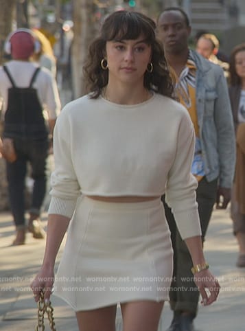 Riley's white cropped sweatshirt on Good Trouble