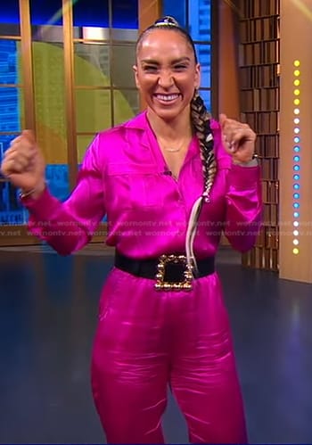 Robin Arzon’s fuchsia satin jumpsuit on Good Morning America