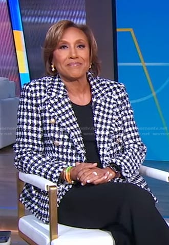 Robin's black check tweed blazer on Good Morning America