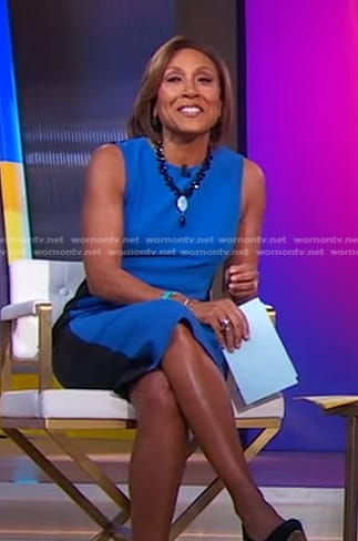 Robin’s blue and black colorblock dress on Good Morning America