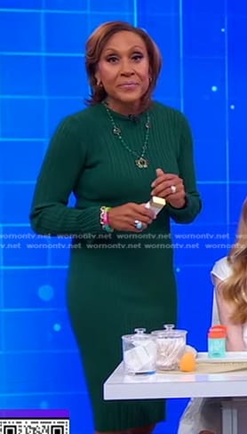 Robin’s green ribbed dress on Good Morning America