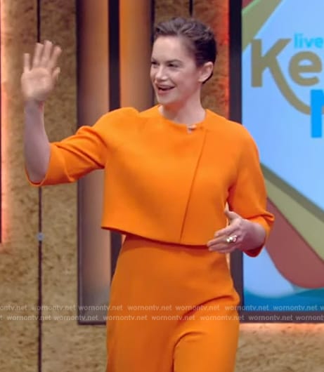 Ruth Wilson's orange cropped jacket on Live with Kelly and Mark