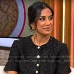 Sabeena Ladha’s black tweed set on CBS Mornings