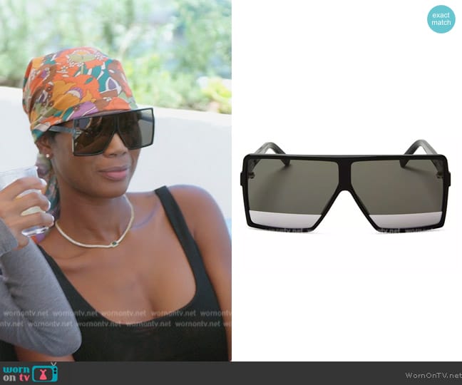 Saint Laurent SL 183 Betty Small Shield Sunglasses worn by Kiki Barth (Kiki Barth) on The Real Housewives of Miami