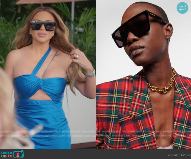 Saint Laurent 607 shield sunglasses worn by Larsa Pippen (Larsa Pippen) on The Real Housewives of Miami