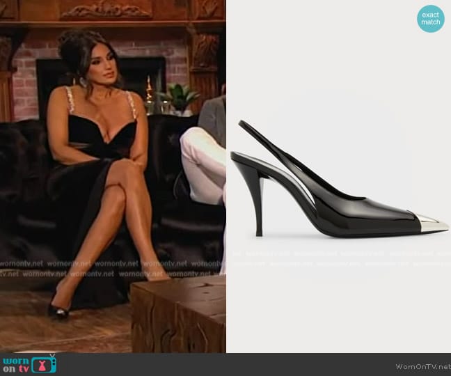 Saint Laurent Vesper Metallic-Toe Slingback Pumps