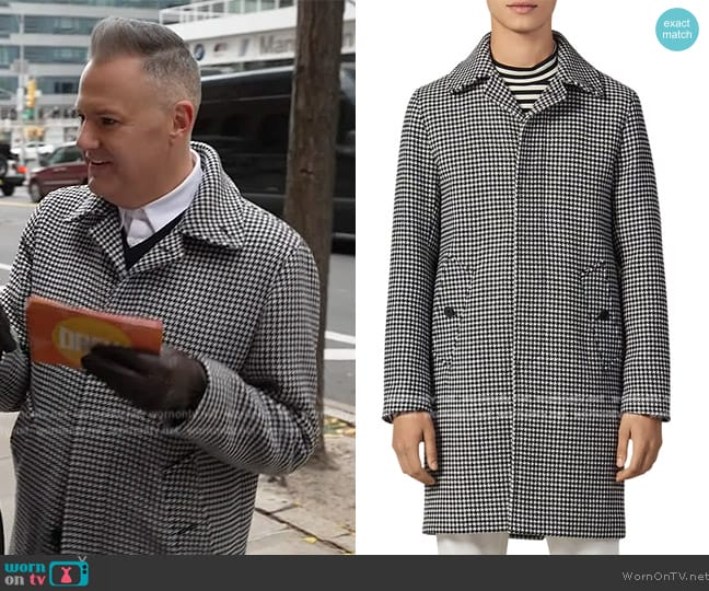 Sandro Houndstooth Slim Fit Coat worn by Ross Mathews on The Drew Barrymore Show