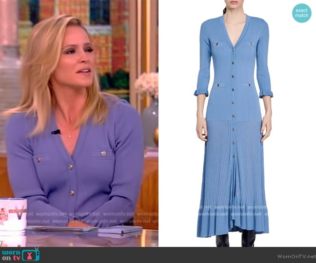 Sandro Lilwenn Ruffle Hem Rib Sweater Dress worn by Sara Haines on The View