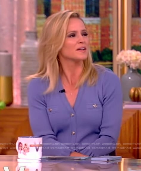 Sara's blue button front v-neck dress on The View