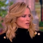 Sara’s black gold button turtleneck sweater on The View