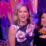 Sara’s blue floral print sleeveless dress on The View