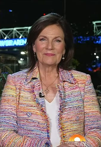 Sara James’s rainbow tweed jacket on Today