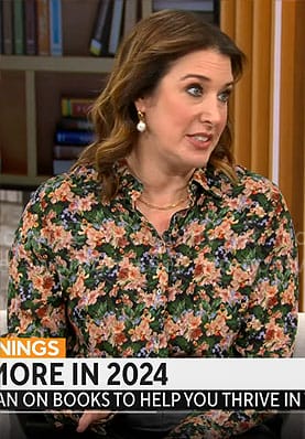 Sarah Gelman's floral button down blouse on CBS Mornings