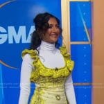 Sarayu Blue’s yellow bandana print mini dress on Good Morning America