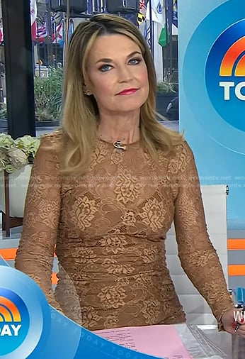 Savannah's beige floral lace dress on Today