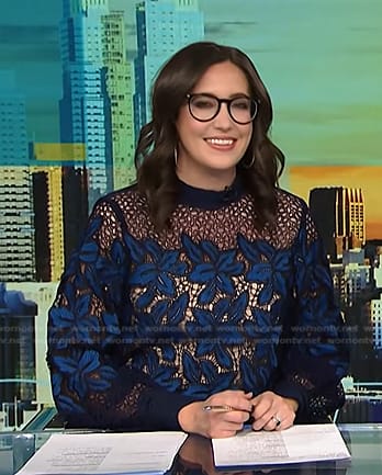 Savannah’s blue floral lace sweater on NBC News