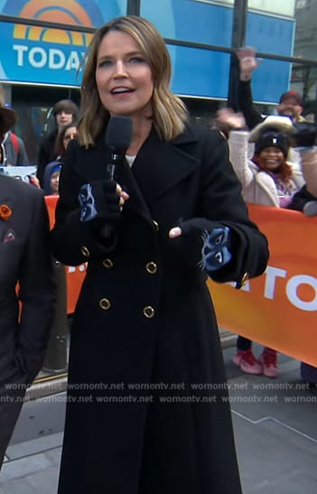 Savannah’s black raccoon knit mittens and loafers on Today