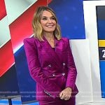 Savannah’s fuchsia velvet suit on Today