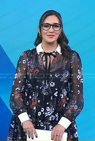 Savannah's black floral tie neck dress on Today