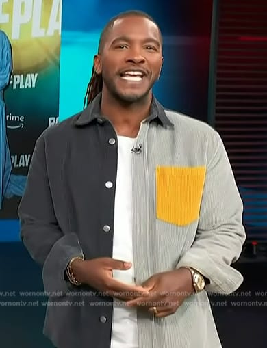 Scott’s colorblock shirt on Access Hollywood