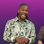 Scott’s green floral print shirt on Access Hollywood