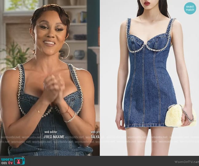 Self-Portrait Diamante Bust Denim Mini Dress worn by Ashley Darby on The Real Housewives of Potomac