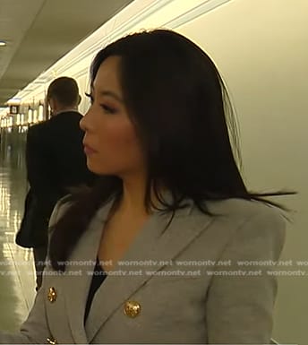 Selina Wang’s grey double breasted blazer on Good Morning America