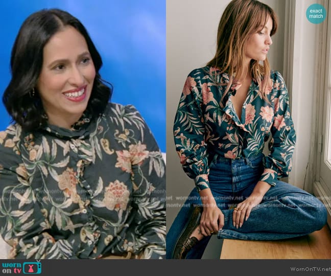 Sezane Chlo Shirt worn by Grace Bastidas on Live with Kelly and Mark