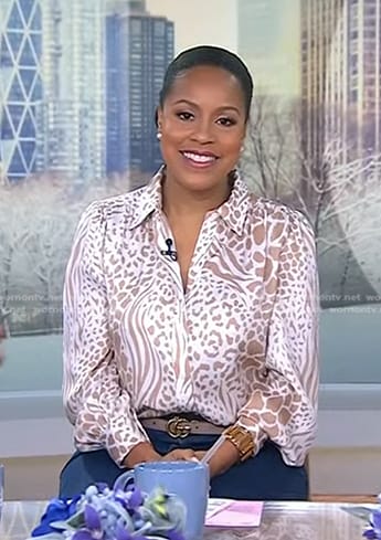 Sheinelle's animal print blouse and jeans on Today