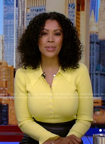 Shirleen Allicot’s yellow ribbed polo top on Good Morning America