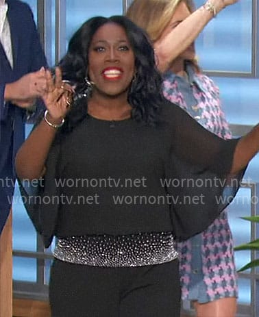 Sheryl's black embellished waistband top on The Talk