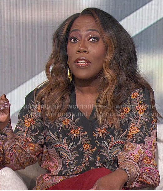 Sheryl’s black floral blouse on The Talk