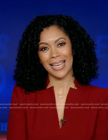 Shirleen’s red v-neck belted dress on Good Morning America