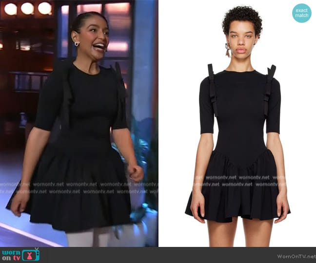 Shushu/Tong Black Flared Minidress worn by Coral Peña on The Kelly Clarkson Show