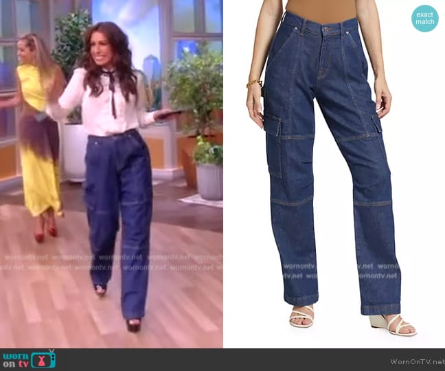 Simkhai Axelle Denim Cargo Pants worn by Alyssa Farah Griffin on The View