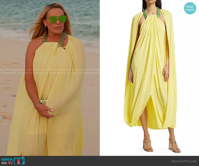 Simkhai Jacky Draped Halter Maxi Dress worn by Heather Gay on The Real Housewives of Salt Lake City