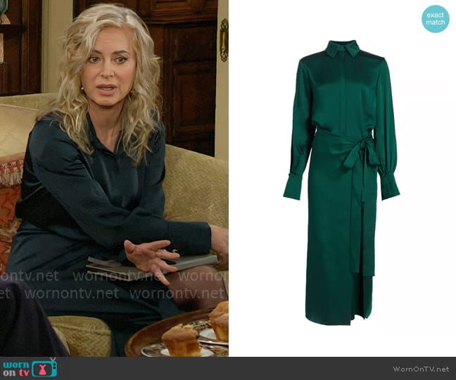 Simkhai Samba Dress in Emerald worn by Ashley Abbott (Eileen Davidson) on The Young and the Restless